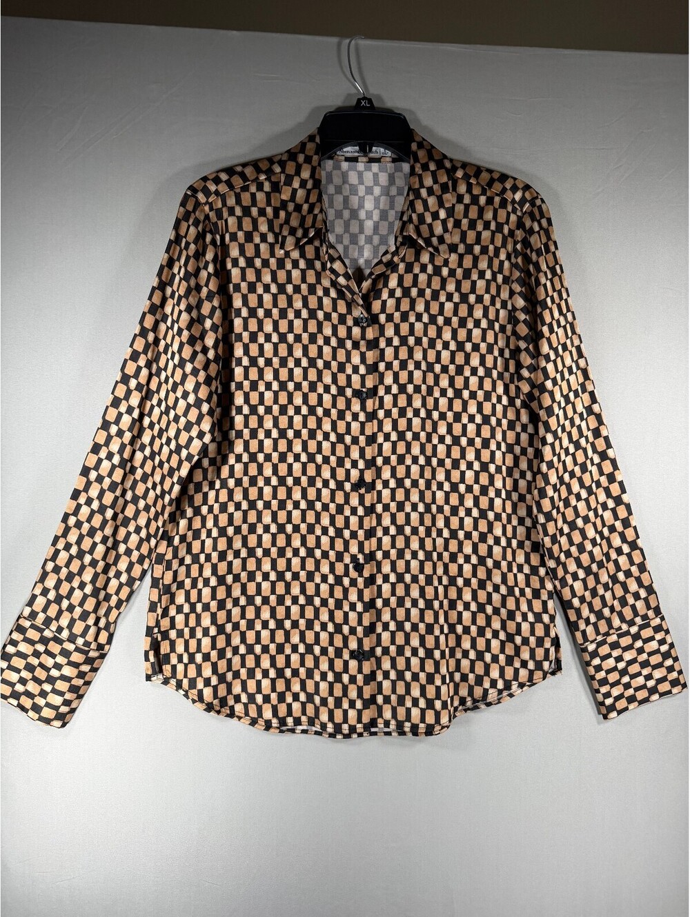 Abercrombie & Fitch Women's Button-Up Shirt Small Brown & Black Checkered Sz S